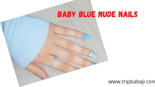Baby Blue and Nude Nails