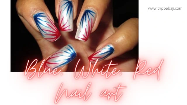 Blue, White, and Red Art + Pastel Nail