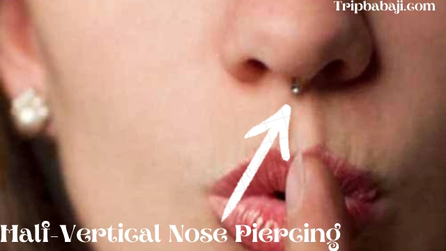Septril piercing or Half-Vertical Nose Piercing