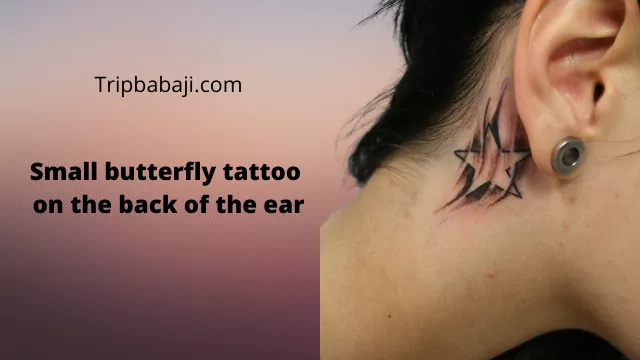 mall butterfly tattoo on the back of the ear