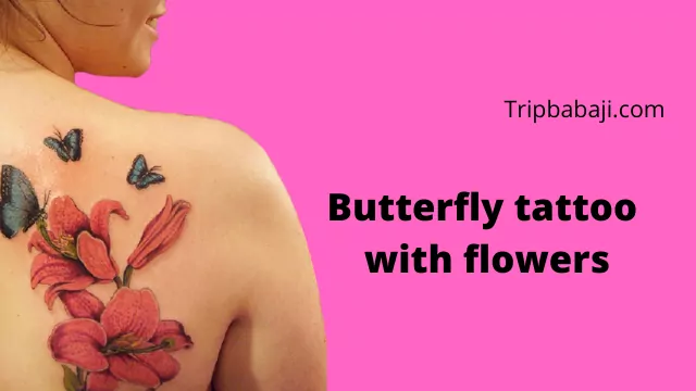 Butterfly tattoo with flowers